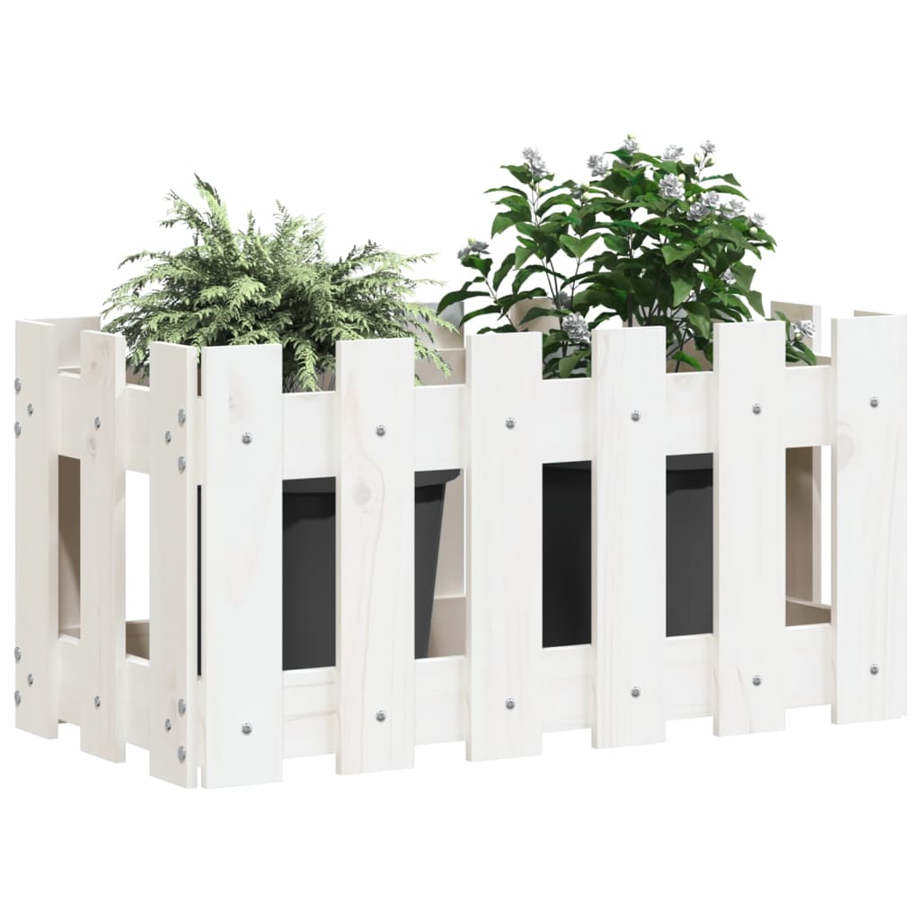 Vidaxl plantenbak met hekontwerp 60x30x30 cm massief groenhout wit