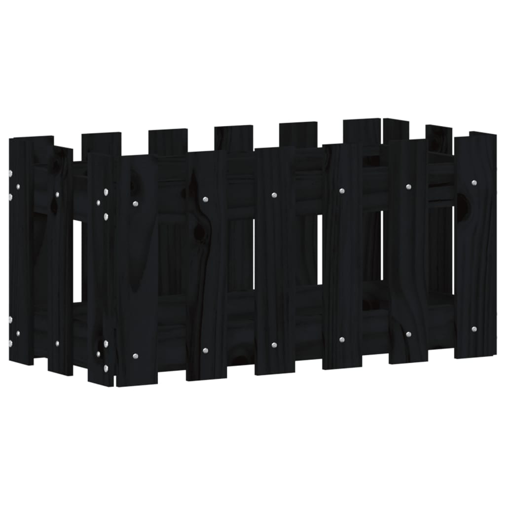 Vidaxl plantenbak met hekontwerp 60x30x30 cm massief groenenhout zwart