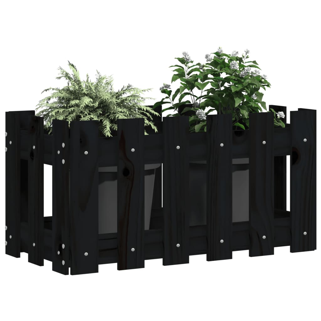 Vidaxl plantenbak met hekontwerp 60x30x30 cm massief groenenhout zwart