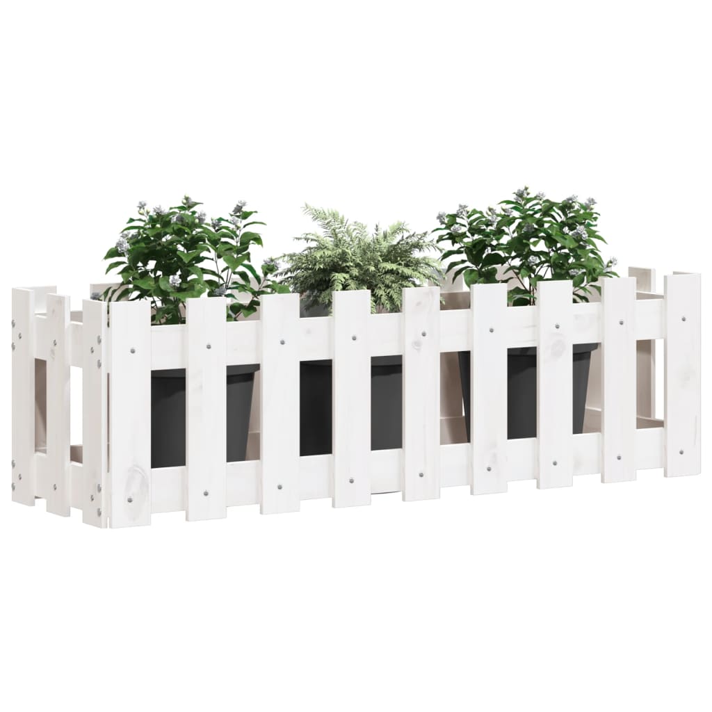 Vidaxl plantenbak riep hekontwerp 100x30x30 cm groenhout wit