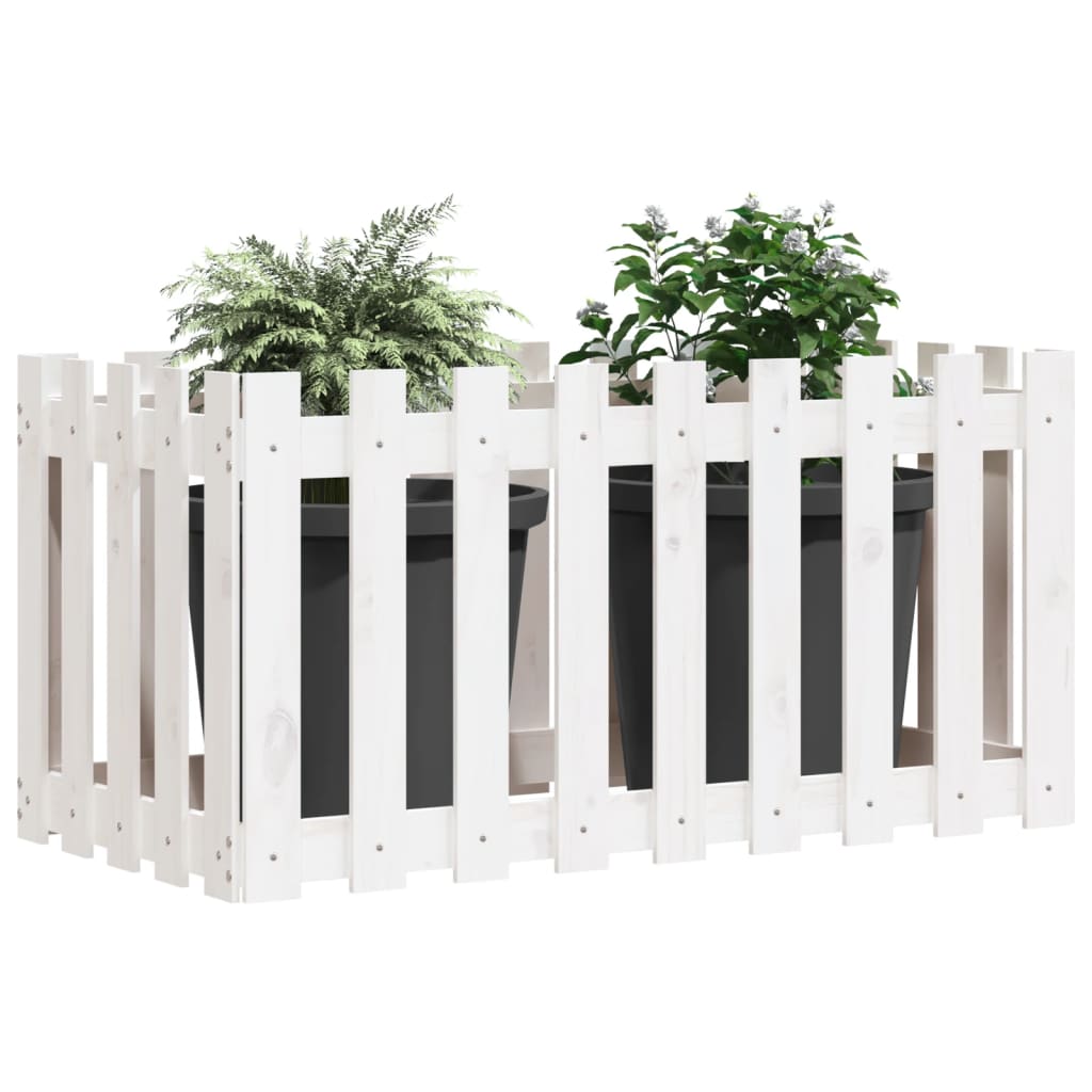 VidaXL Plantenbak klonk hekontwerp 100x50x50 cm groenhout wit