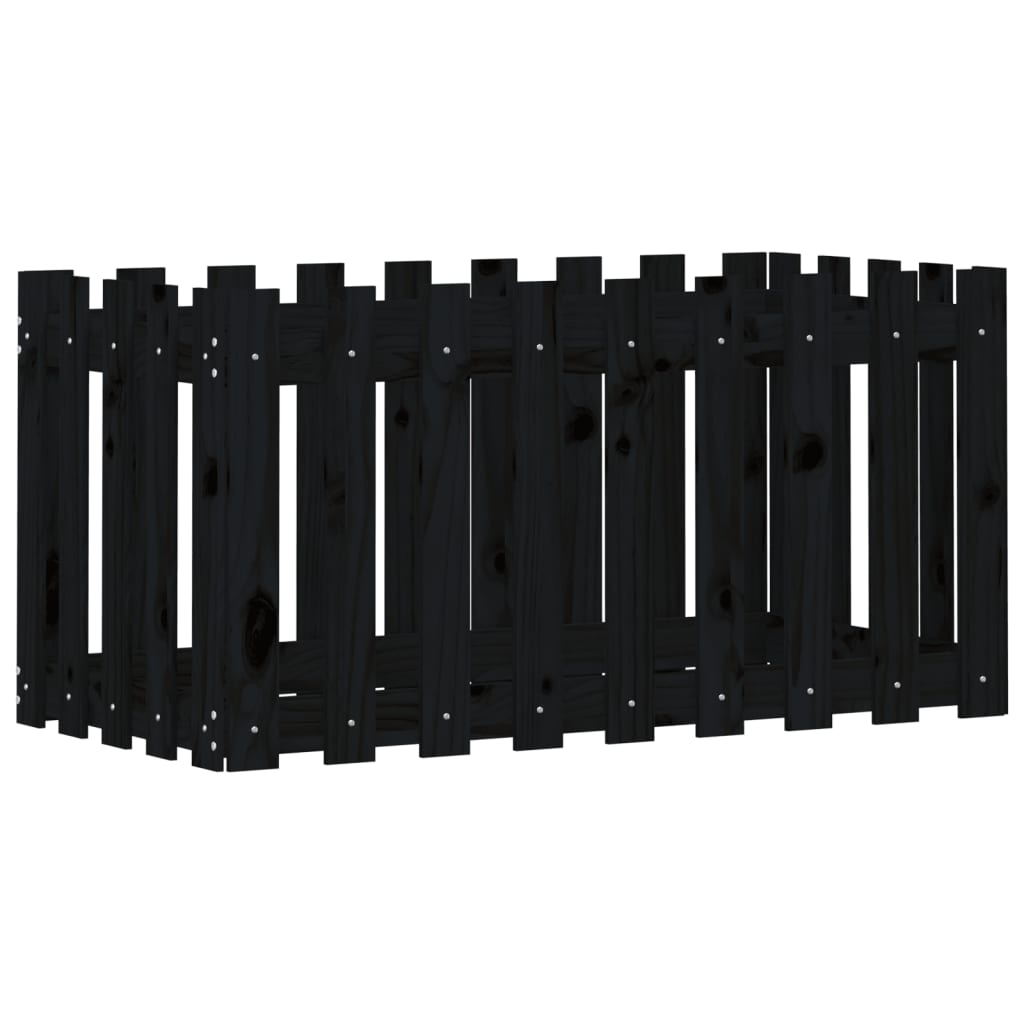 Vidaxl plantenbak riep hekontwerp 100x50x50 cm groenhout zwart