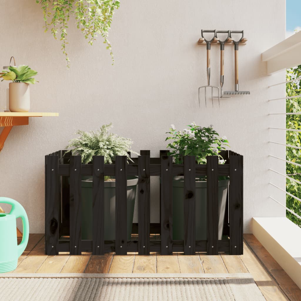 Vidaxl plantenbak riep hekontwerp 100x50x50 cm groenhout zwart