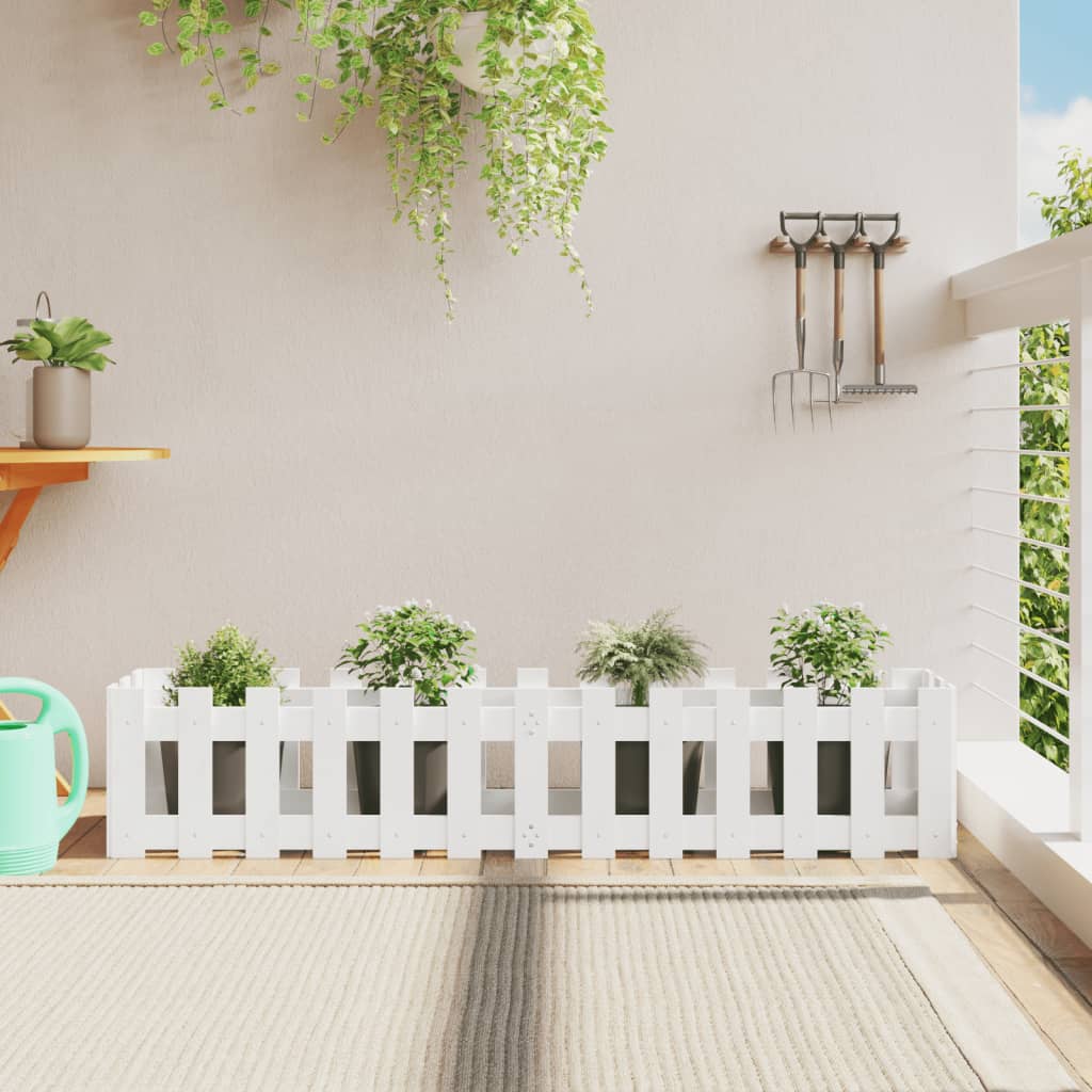 Vidaxl plantenbak riep hekontwerp 150x30x30 cm groenhout wit