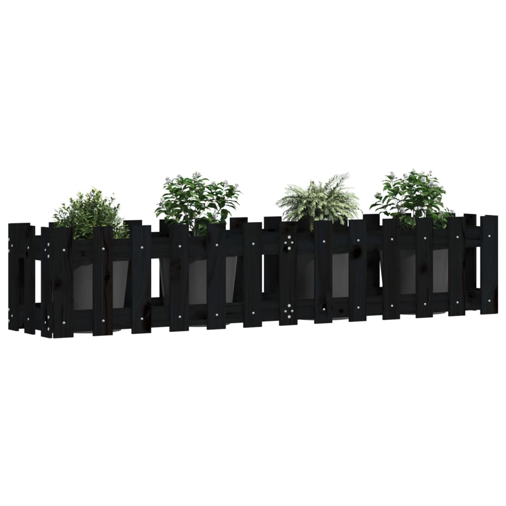 VidaXL Plantenbak klonk hekontwerp 150x30x30 cm groenhout zwart