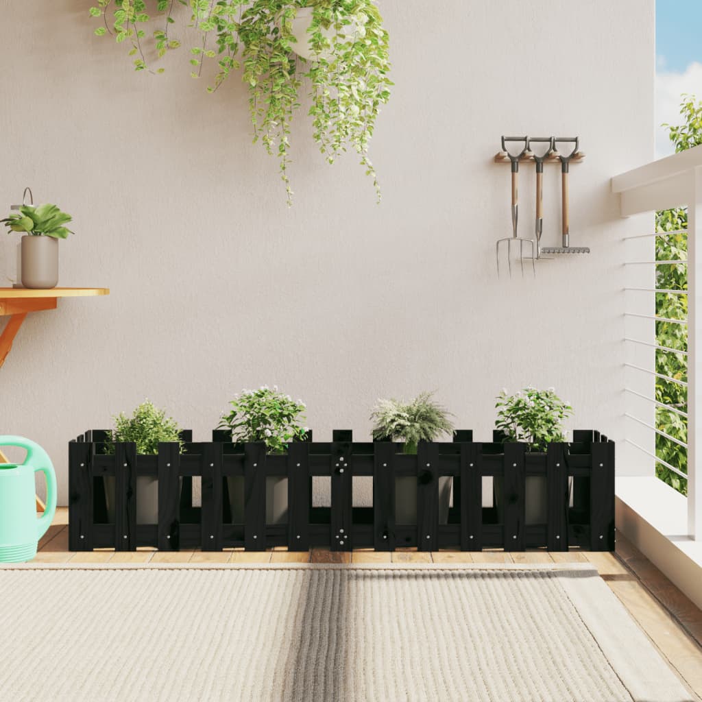 VidaXL Plantenbak klonk hekontwerp 150x30x30 cm groenhout zwart