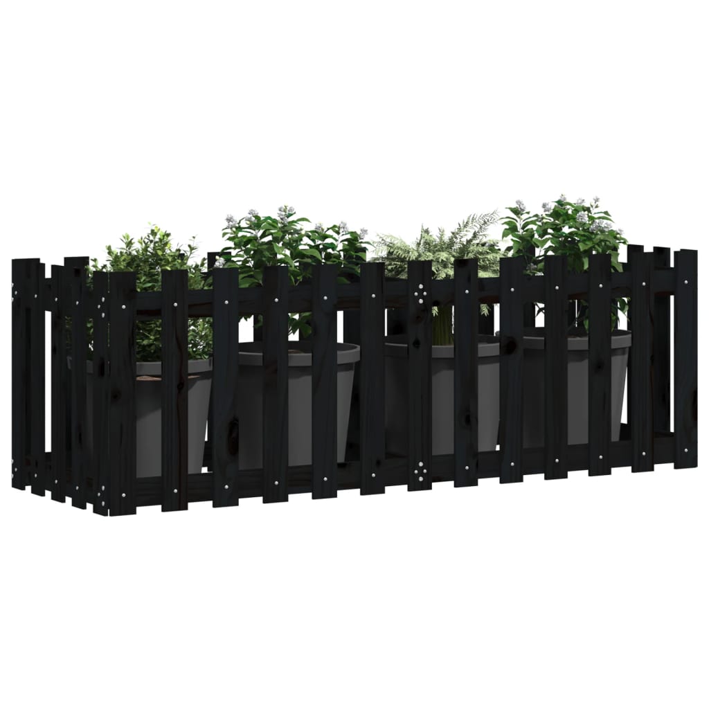 Vidaxl plantenbak riep hekontwerp 150x50x50 cm groenhout zwart