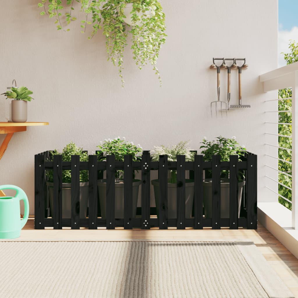 Vidaxl plantenbak riep hekontwerp 150x50x50 cm groenhout zwart