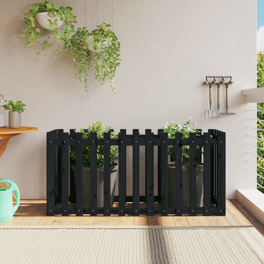 Vidaxl plantenbak riep hekontwerp 150x50x70 cm groenhout zwart
