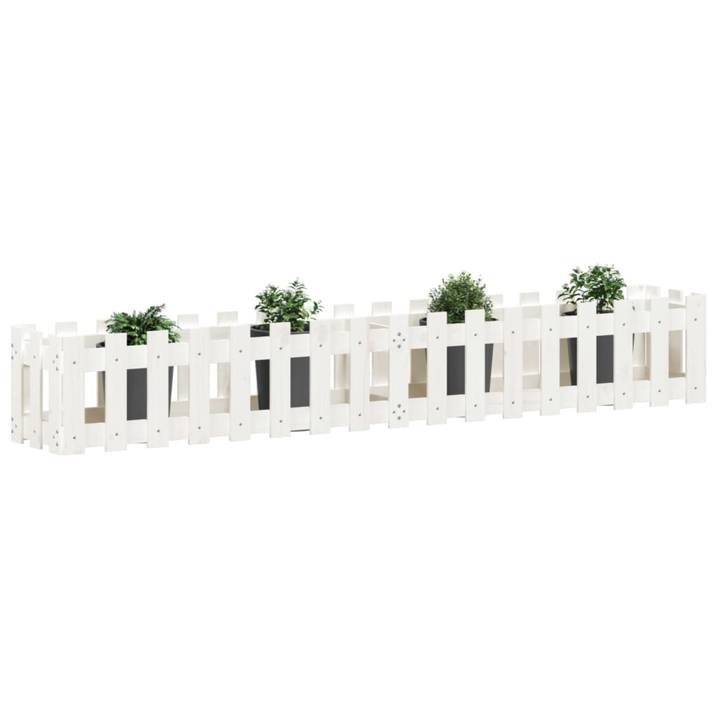 Vidaxl plantenbak riep hekontwerp 200x30x30 cm groenhout wit