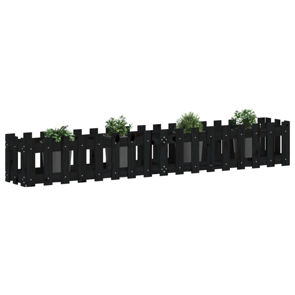 Vidaxl plantenbak riep hekontwerp 200x30x30 cm groenhout zwart