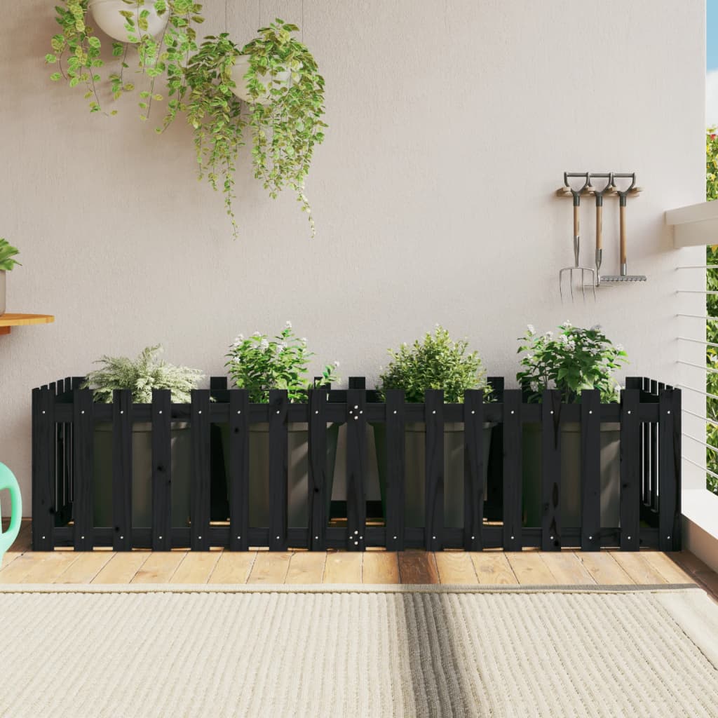 Vidaxl plantenbak riep hekontwerp 200x50x50 cm groenhout zwart