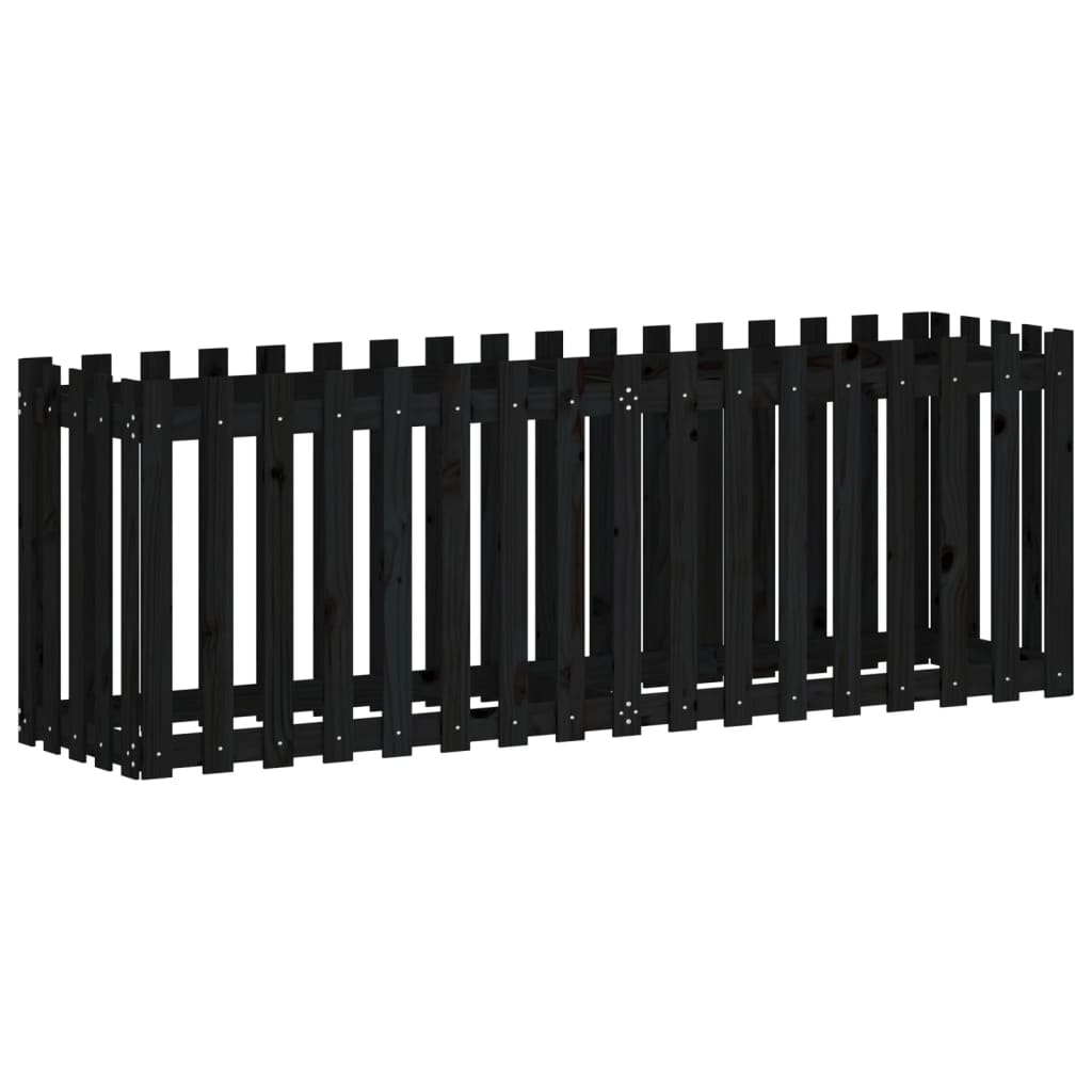 Vidaxl plantenbak riep hekontwerp 200x50x70 cm groenhout zwart