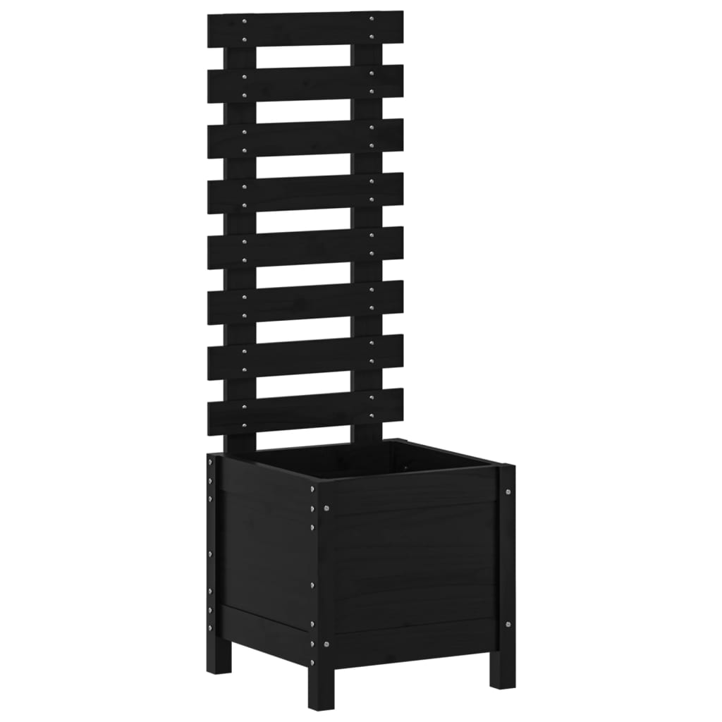 Vidaxl plantenbak met rek 39x39,5x114 cm massief groenenhout zwart