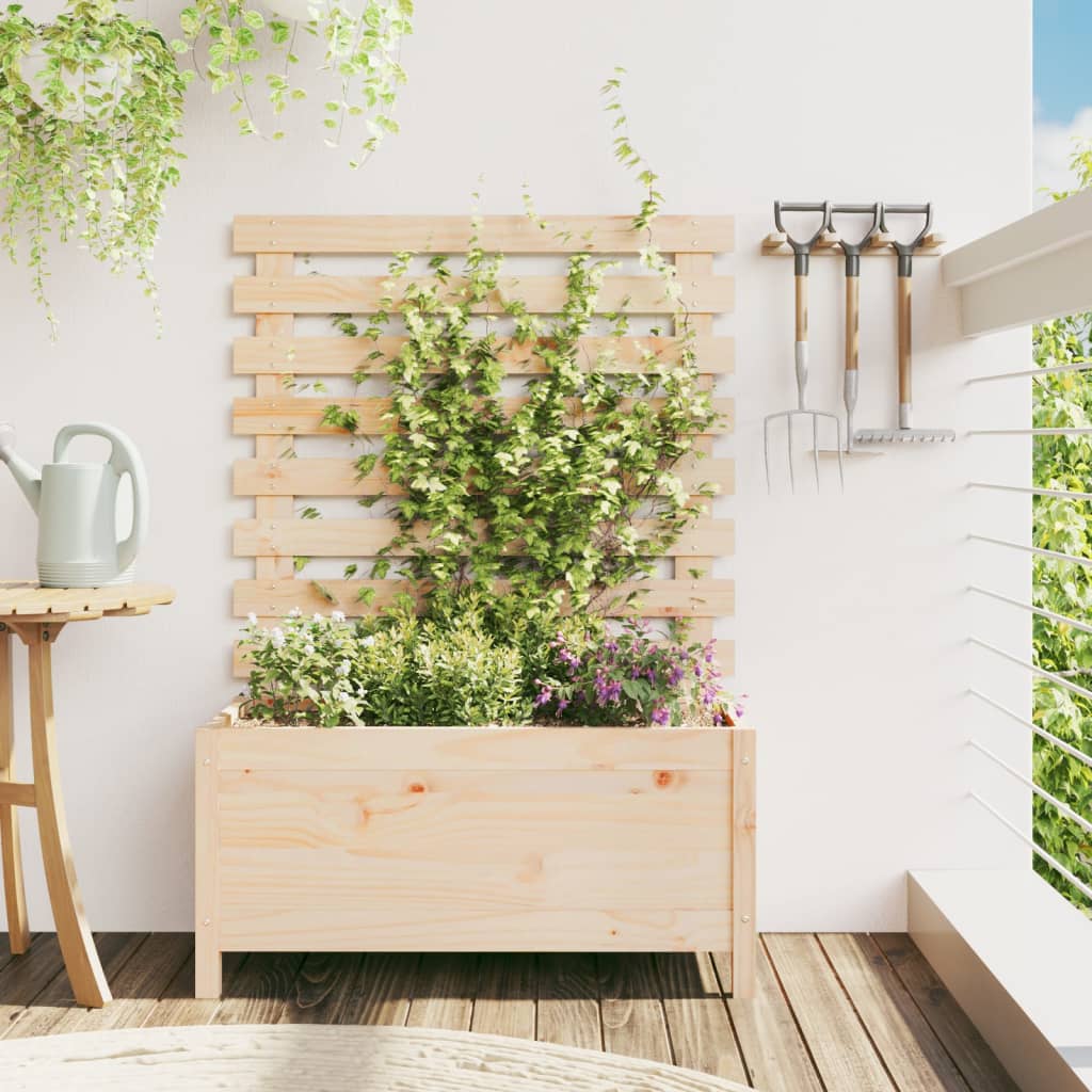 Vidaxl plantenbak met rek 79x39,5x114 cm massief groenhout
