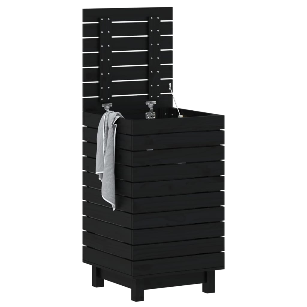 VidaXL Wasmand 44x44x76 cm massief groenenhout zwart
