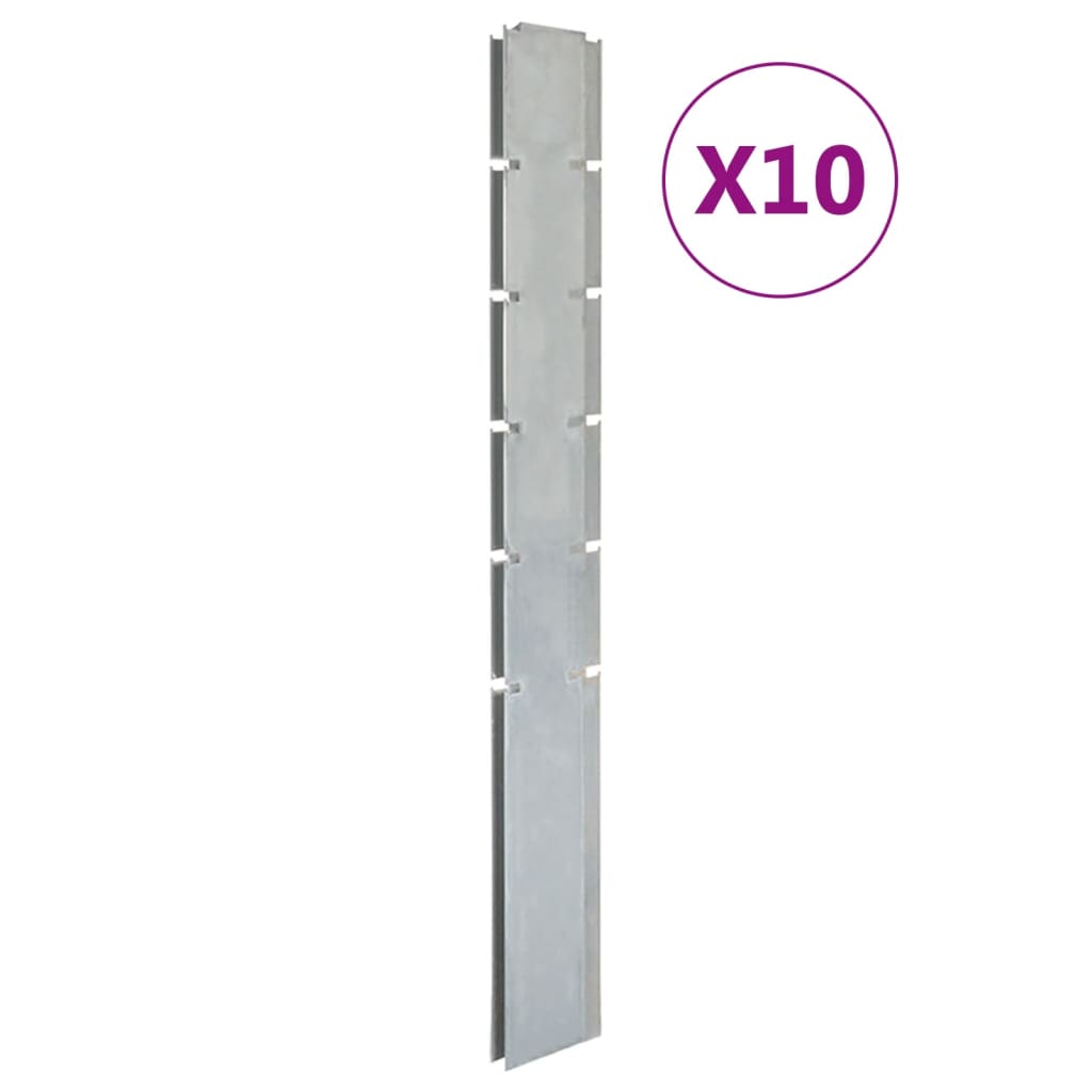 VidaXL Schuttingpalen 10 st 160 cm gegalvaniseerd staal zilverkleurig