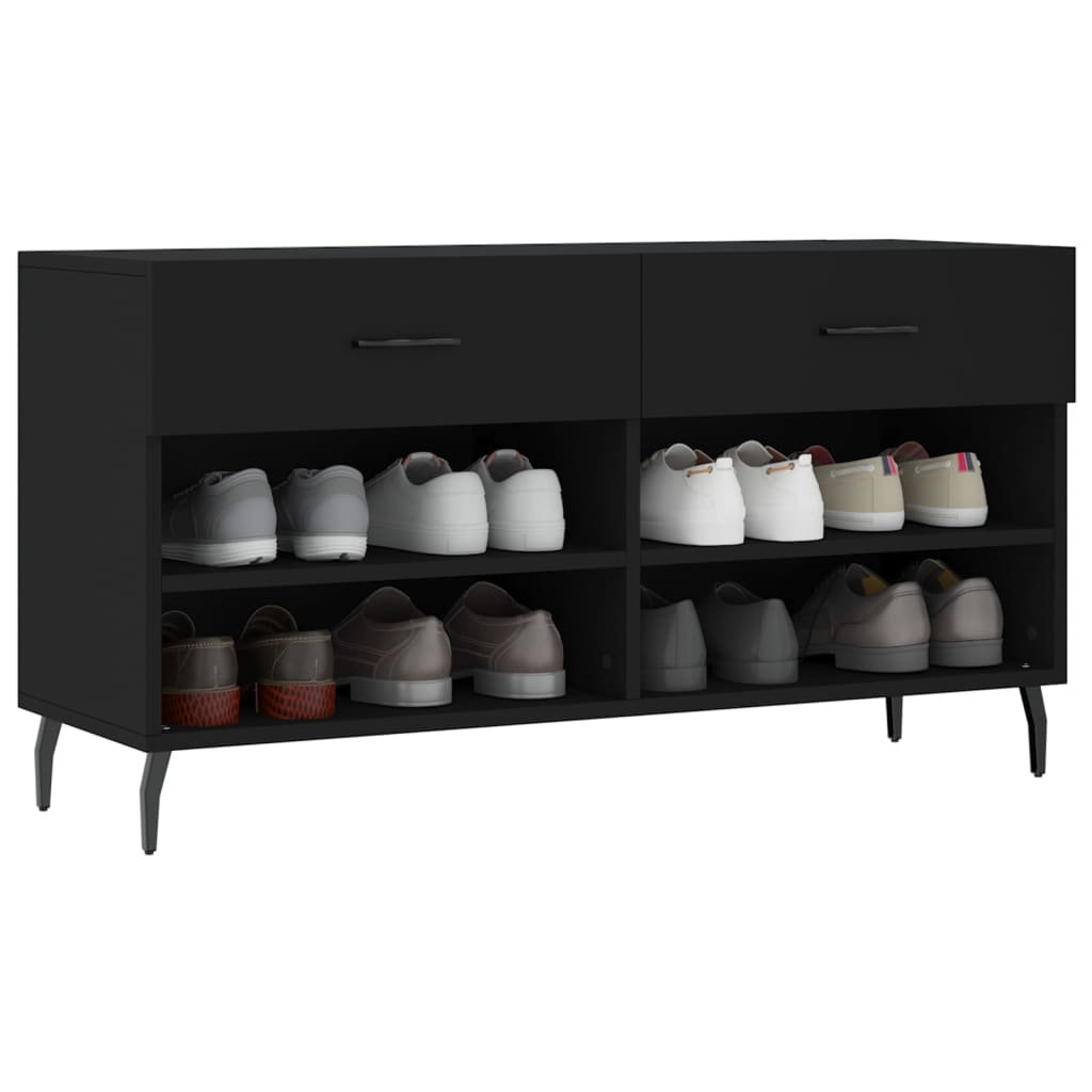 VidaXL Schoenenbank 102x35x55 cm bewerkt hout zwart