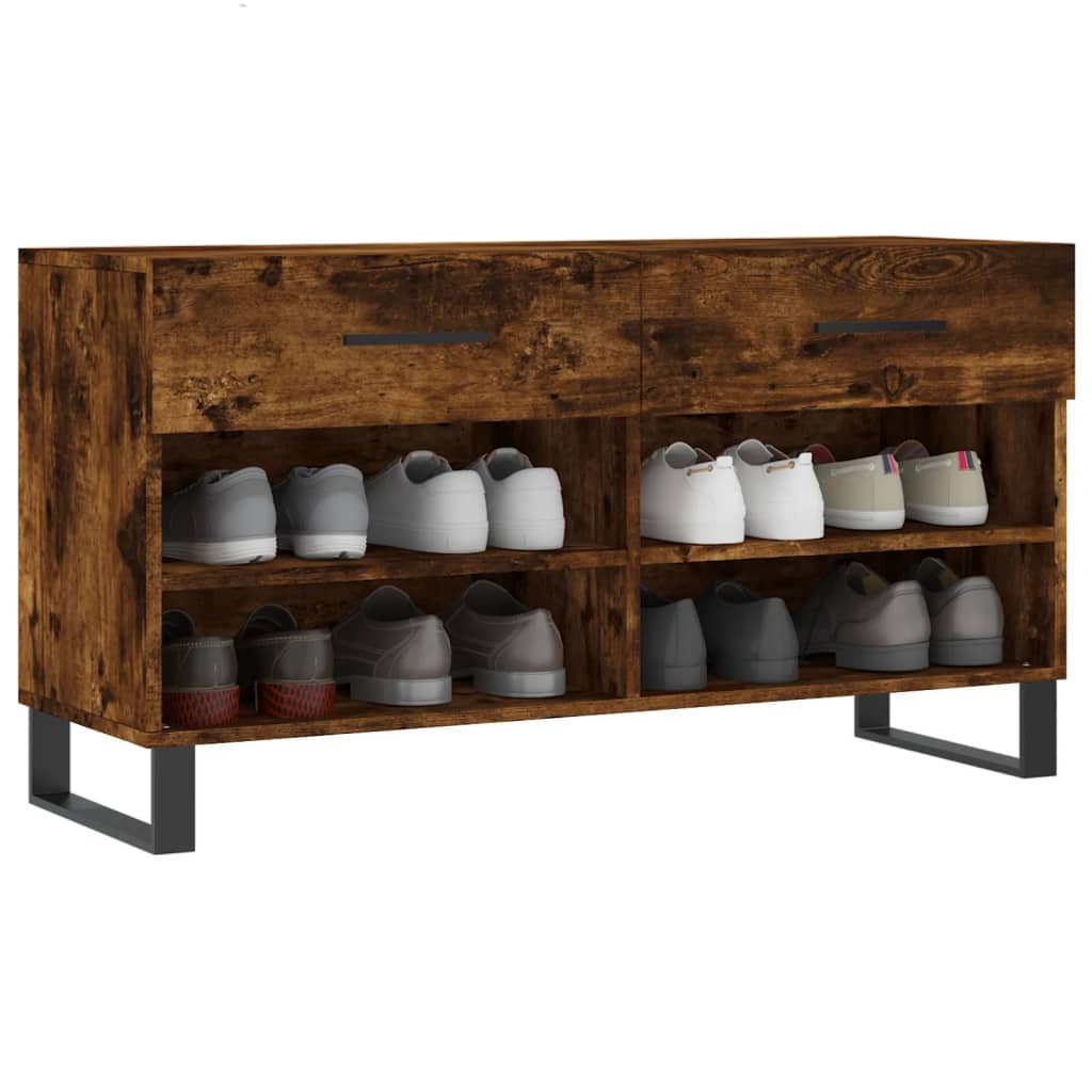 VidaXL Schoenenbank 102x35x55 cm bewerkt hout gerookt eikenkleurig