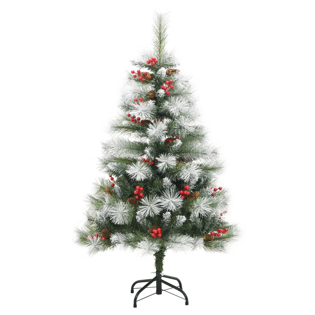VidaXL Kunstkerstboom met scharnieren, dennenappels en bessen 120 cm