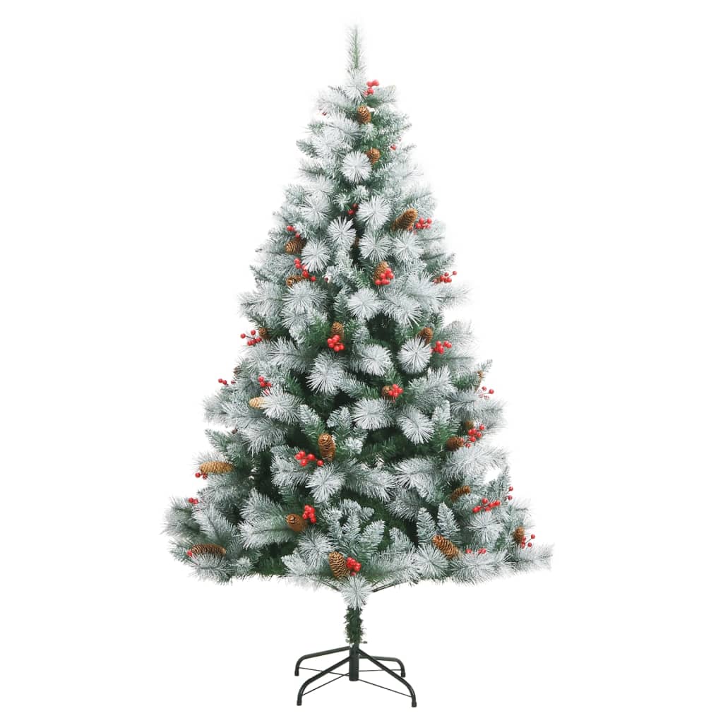 VidaXL Kunstkerstboom met scharnieren, dennenappels en bessen 180 cm
