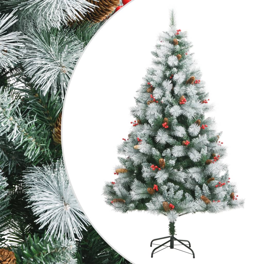 VidaXL Kunstkerstboom met scharnieren, dennenappels en bessen 240 cm
