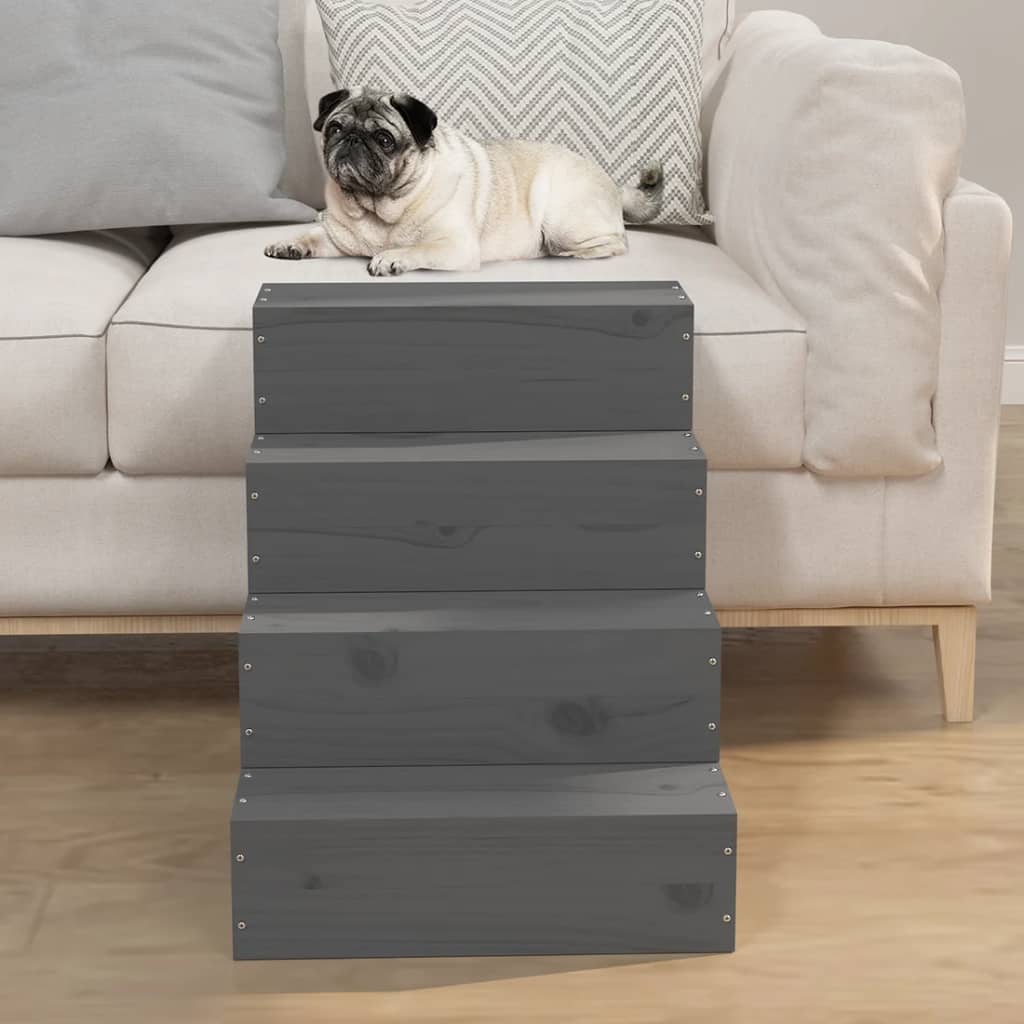 Vidaxl huisdierentrap 40x49x47 cm massief groenenhout grijs