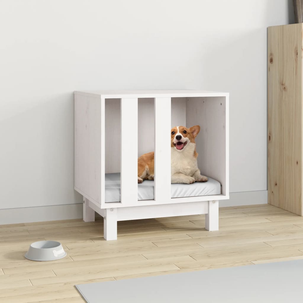 VidaXL Hondenhok 50x40x52 cm massief groenhout wit
