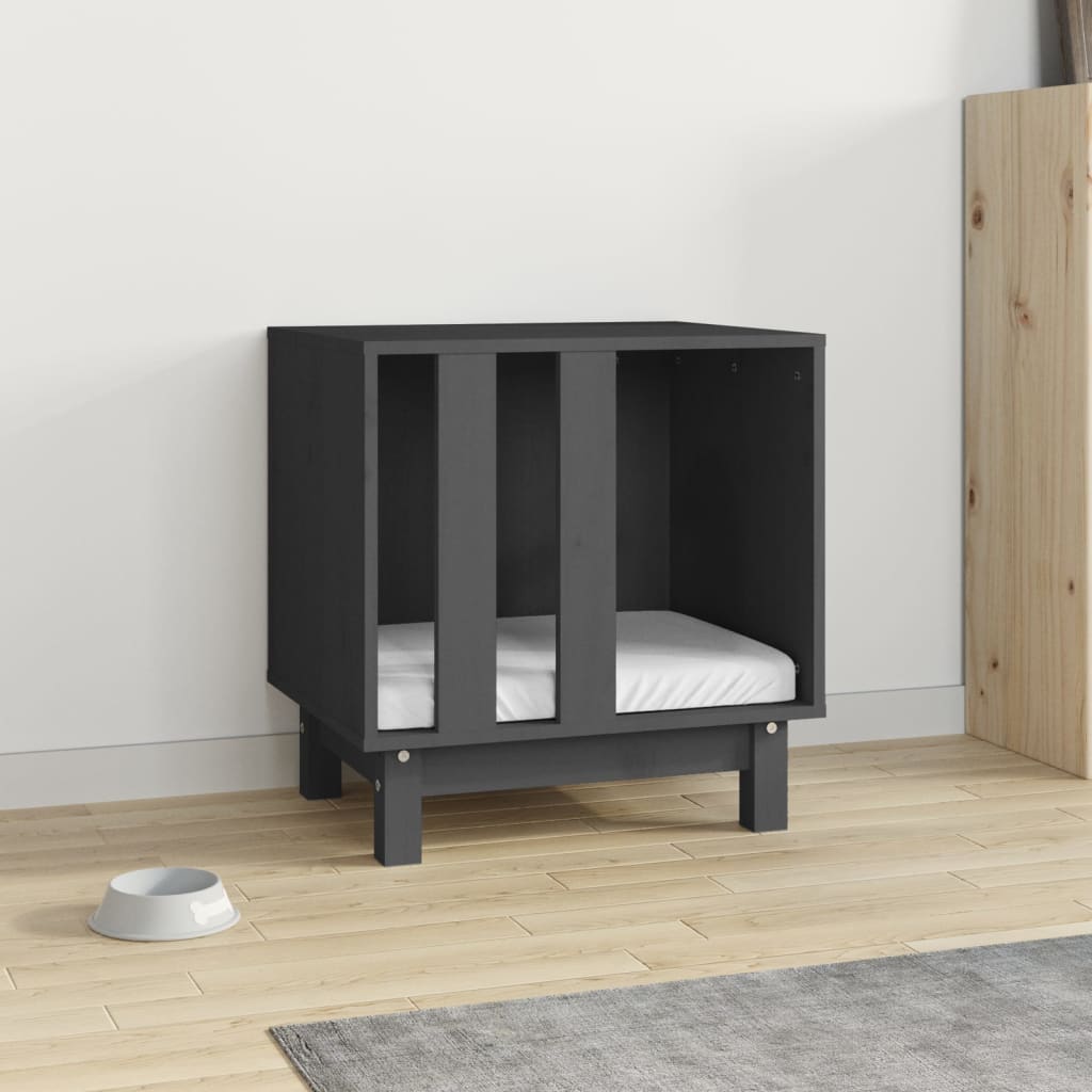 Vidaxl hondenhok 50x40x52 cm massief groenenhout grijs