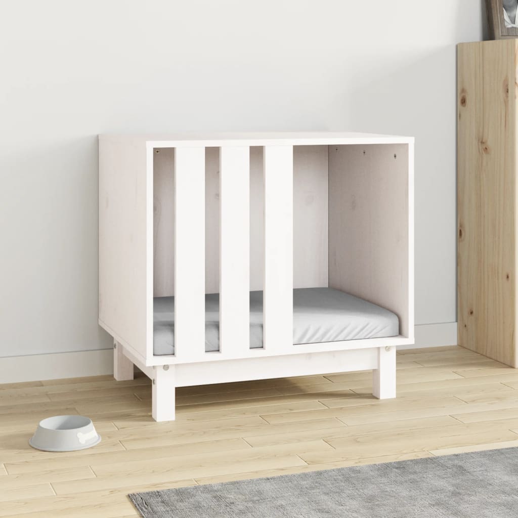 VidaXL Hondenhok 60x45x57 cm massief groenhout wit
