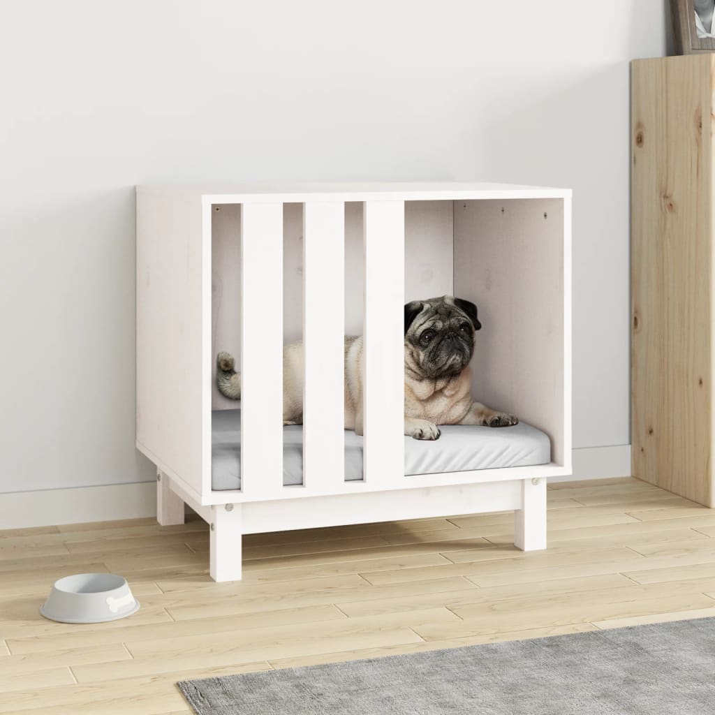 VidaXL Hondenhok 60x45x57 cm massief groenhout wit