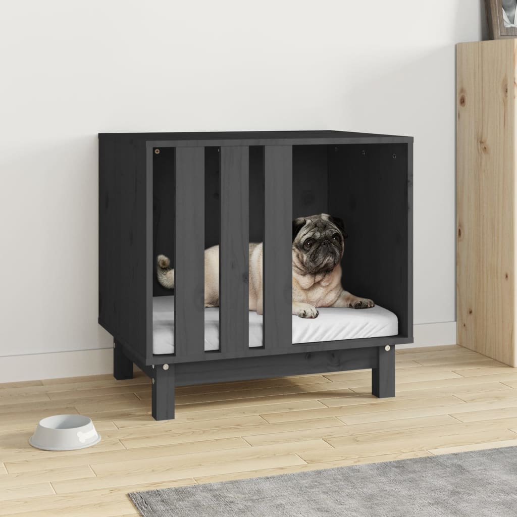 VidaXL Hondenhok 60x45x57 cm massief groenenhout grijs