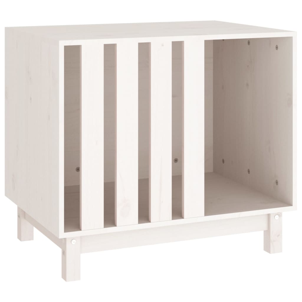 Vidaxl hondenhok 70x50x62 cm massief groenhout wit