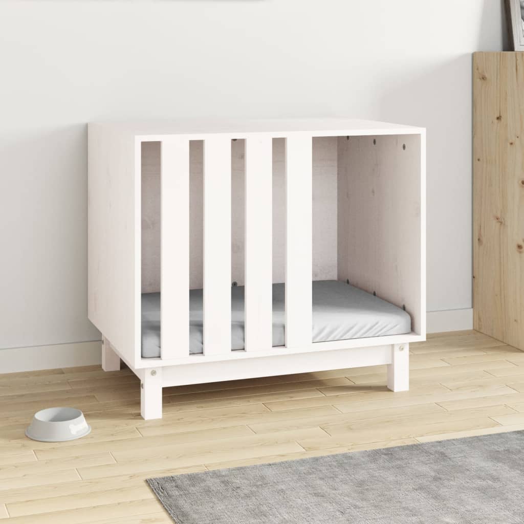 Vidaxl hondenhok 70x50x62 cm massief groenhout wit