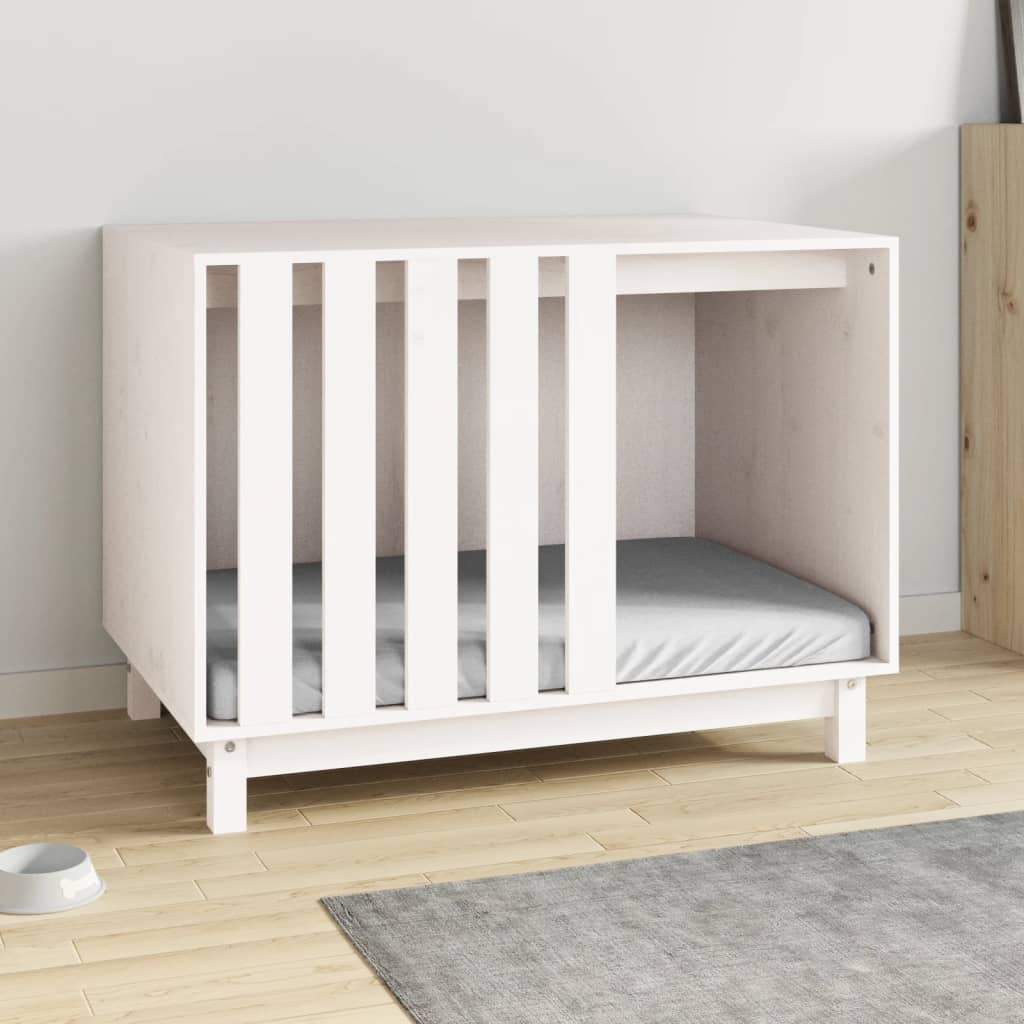 Vidaxl hondenhok 90x60x67 cm massief groenhout wit