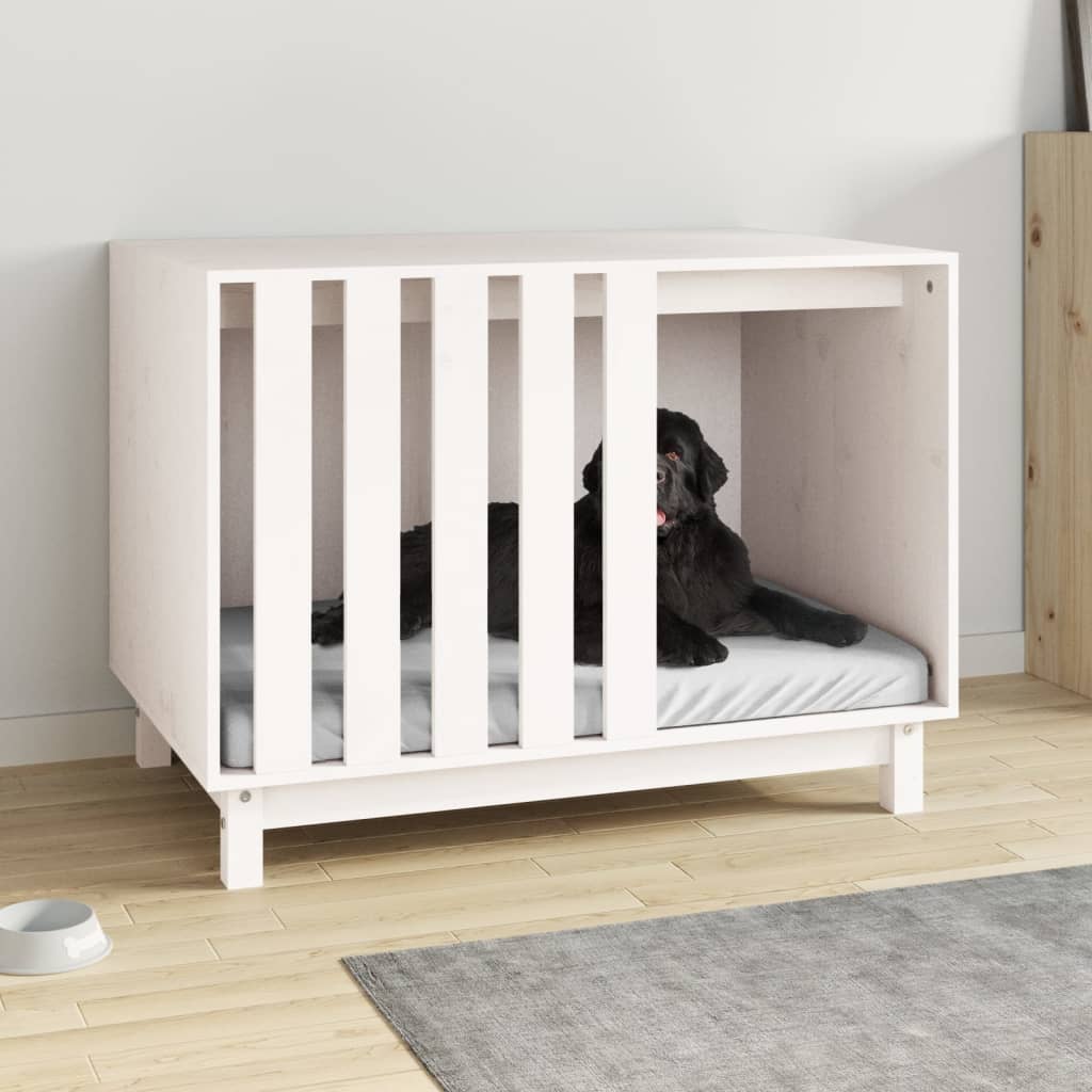 Vidaxl hondenhok 90x60x67 cm massief groenhout wit
