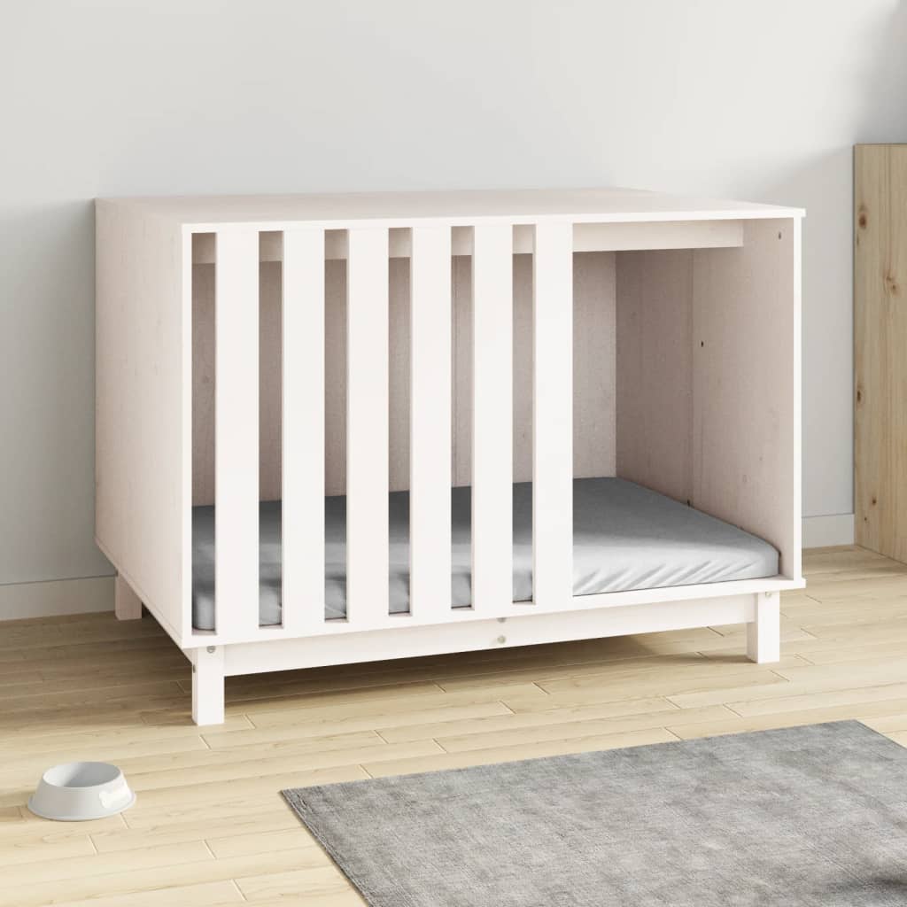 Vidaxl hondenhok 100x70x72 cm massief groenhout wit
