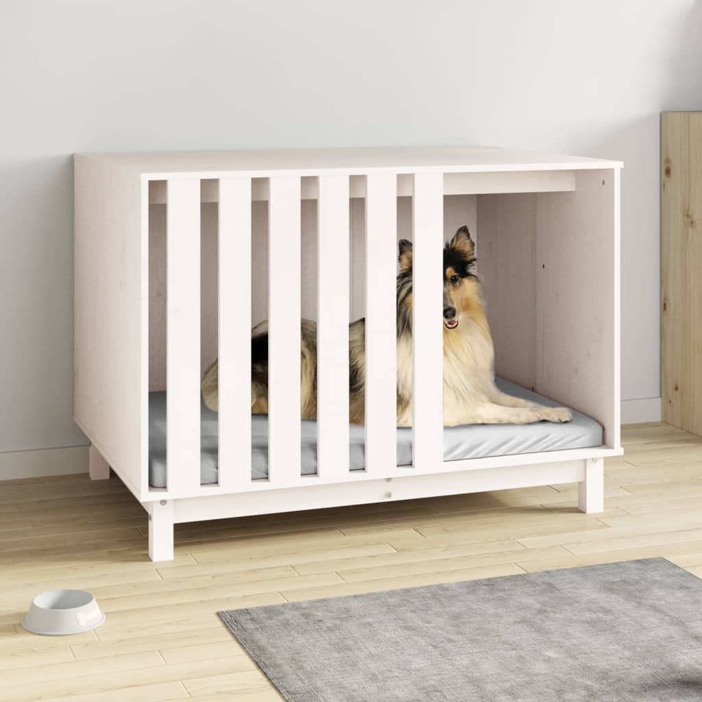 Vidaxl hondenhok 100x70x72 cm massief groenhout wit