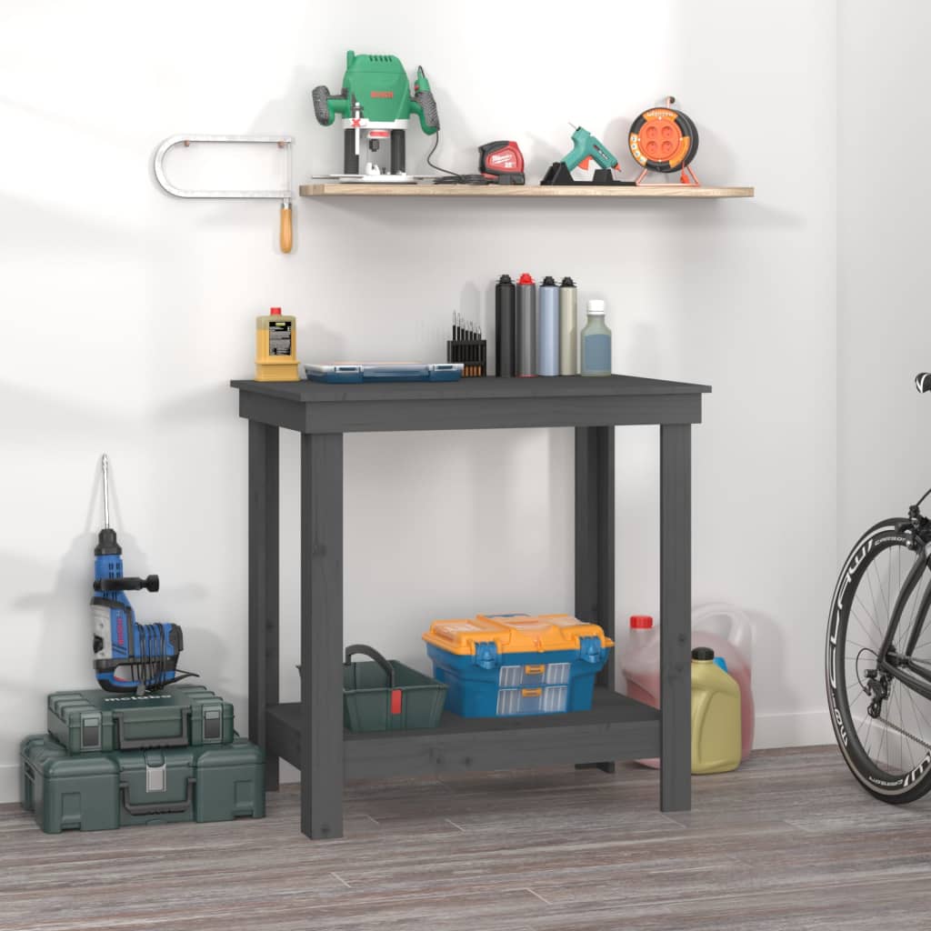 Vidaxl werkbank 80x50x80 cm massief groenenhout grijs