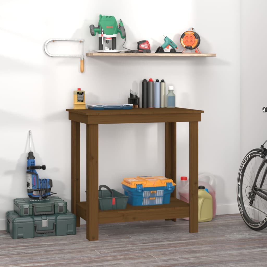 Vidaxl werkbank 80x50x80 cm massief groenhout honingbruin