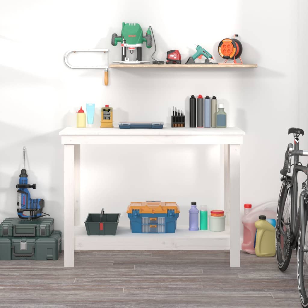 Vidaxl werkbank 110x50x80 cm massief groenhout wit
