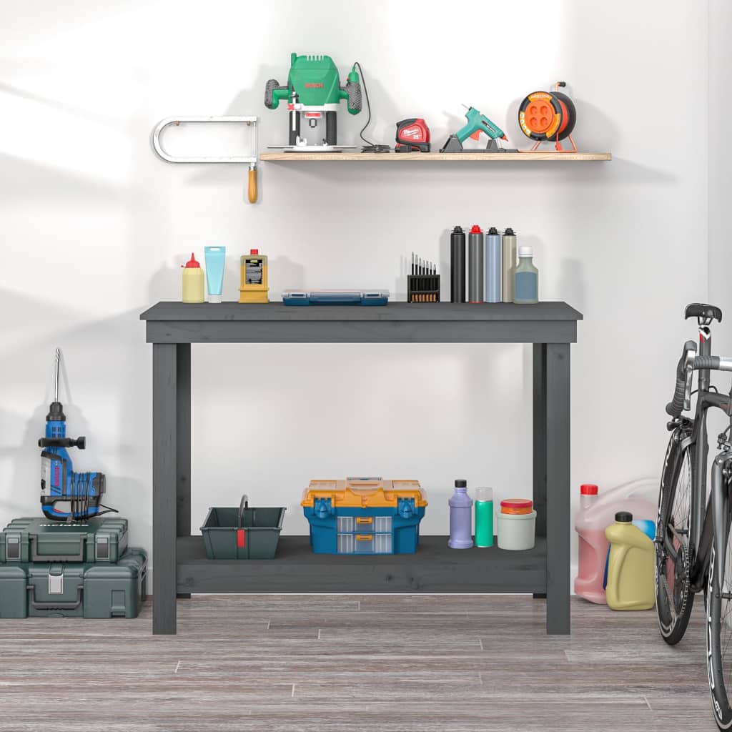 Vidaxl werkbank 110x50x80 cm massief groenhout grijs