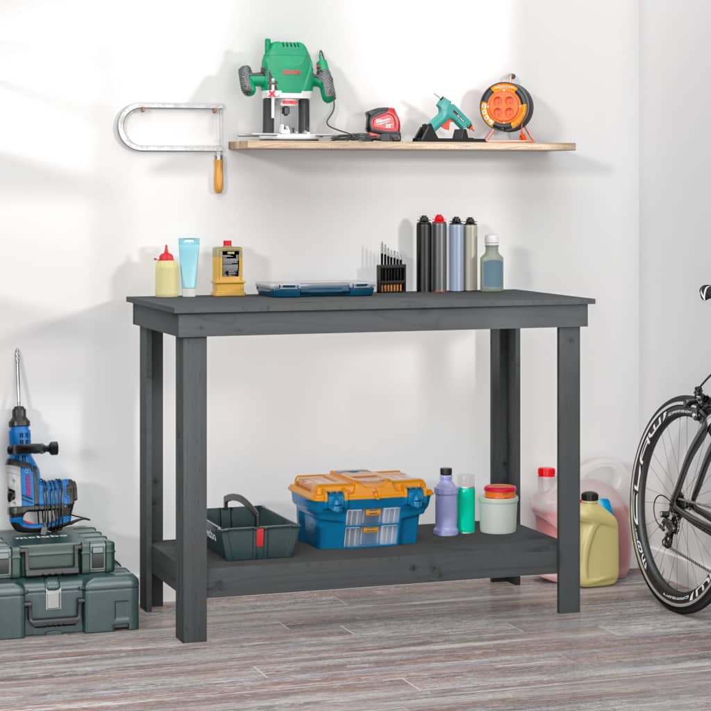 Vidaxl werkbank 110x50x80 cm massief groenhout grijs