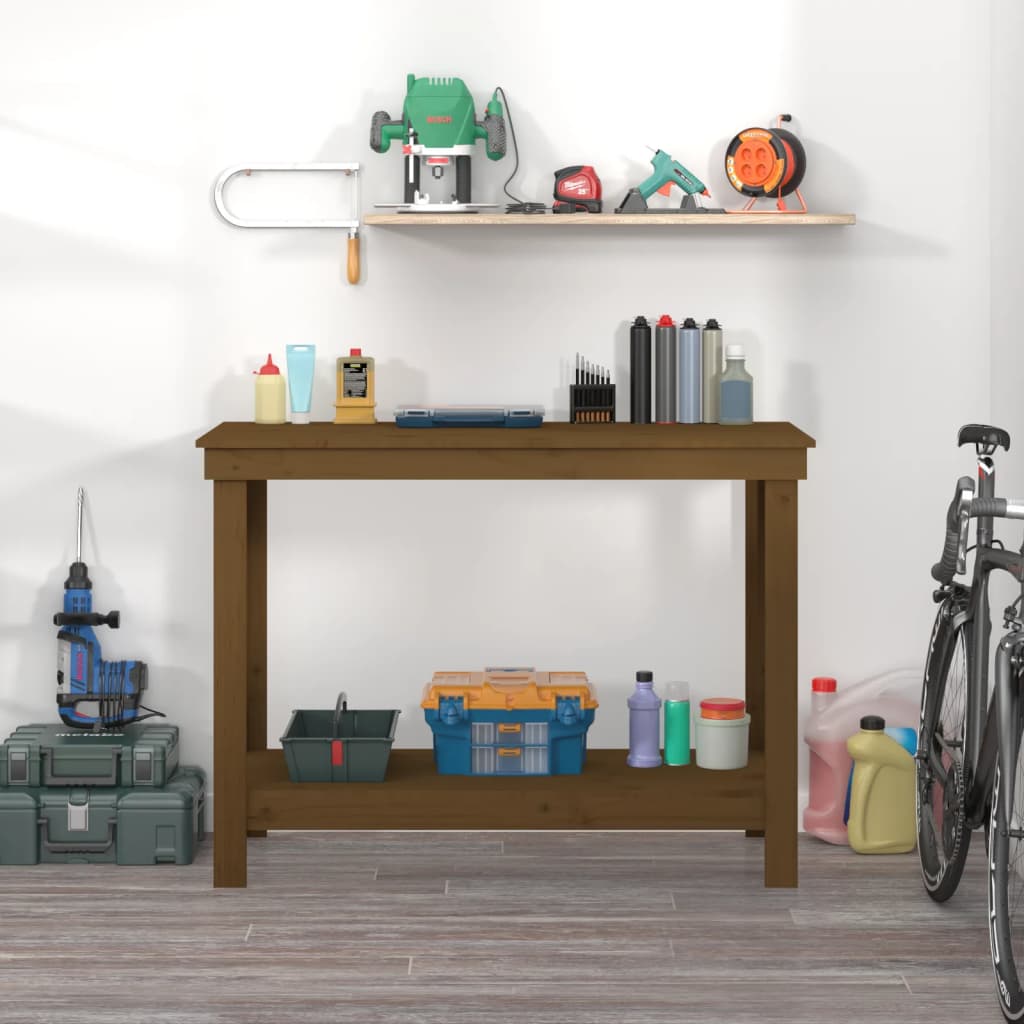 Vidaxl werkbank 110x50x80 cm massief groenhout honingbruin