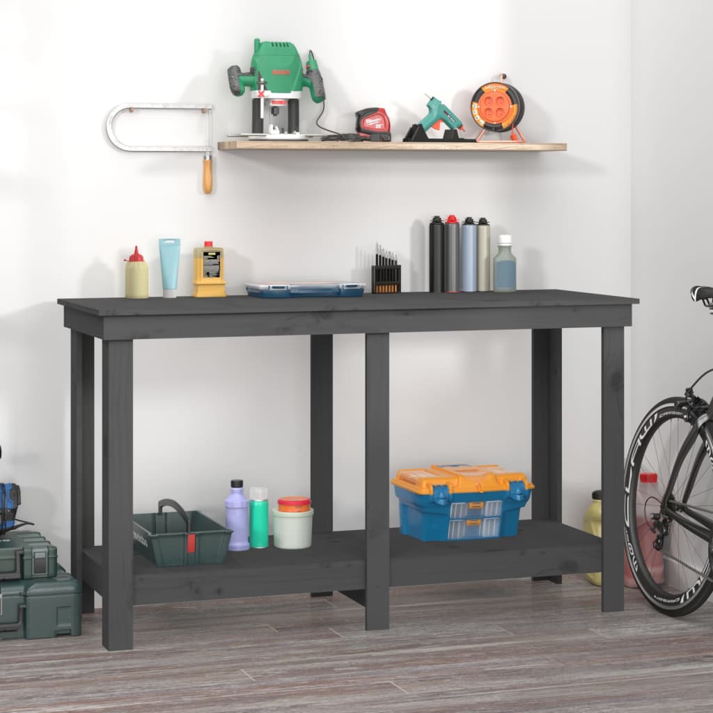 Vidaxl werkbank 140x50x80 cm massief groenenhout grijs