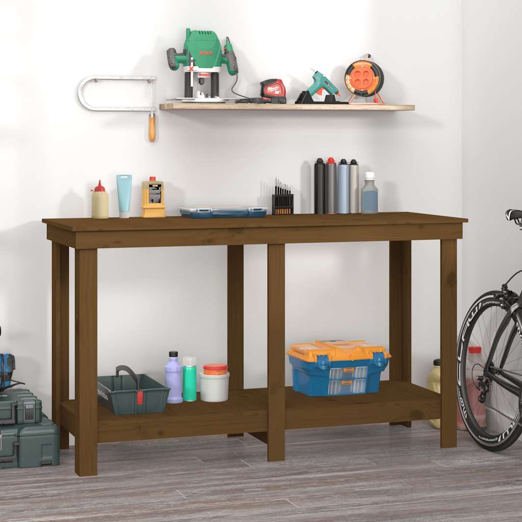 Vidaxl werkbank 140x50x80 cm massief groenhout honingbruin