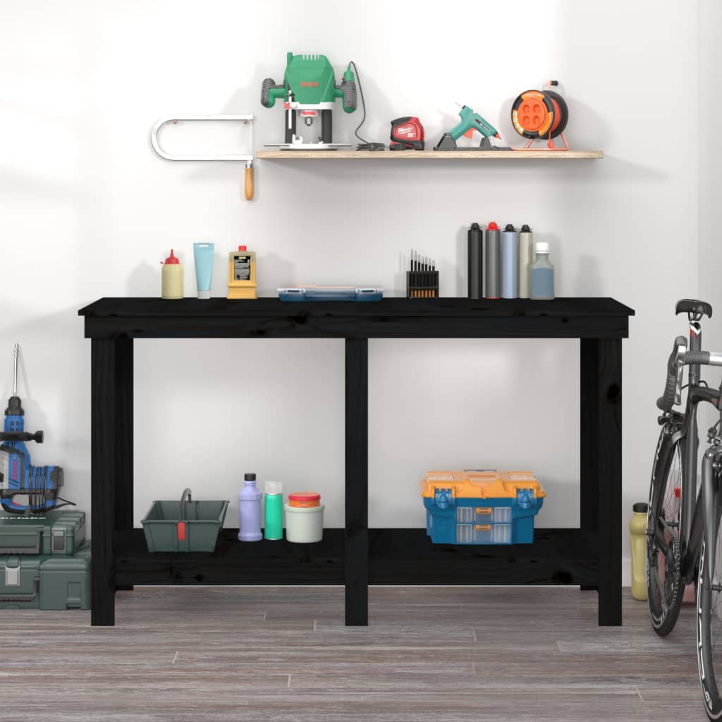 Vidaxl werkbank 140x50x80 cm massief groenenhout zwart