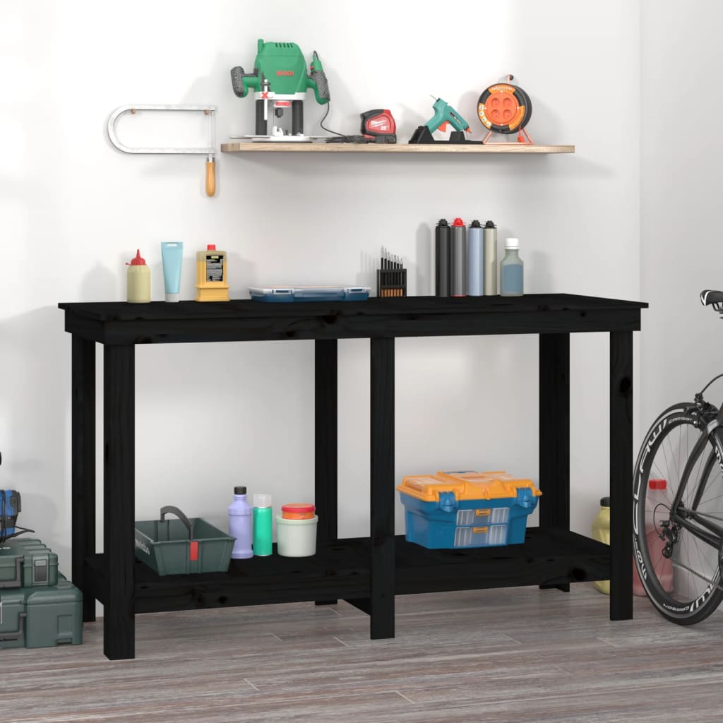 Vidaxl werkbank 140x50x80 cm massief groenenhout zwart