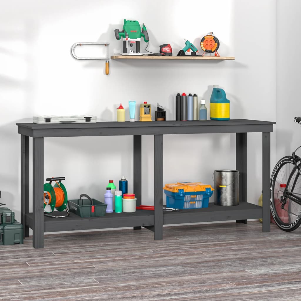 Vidaxl werkbank 180x50x80 cm massief groenenhout grijs