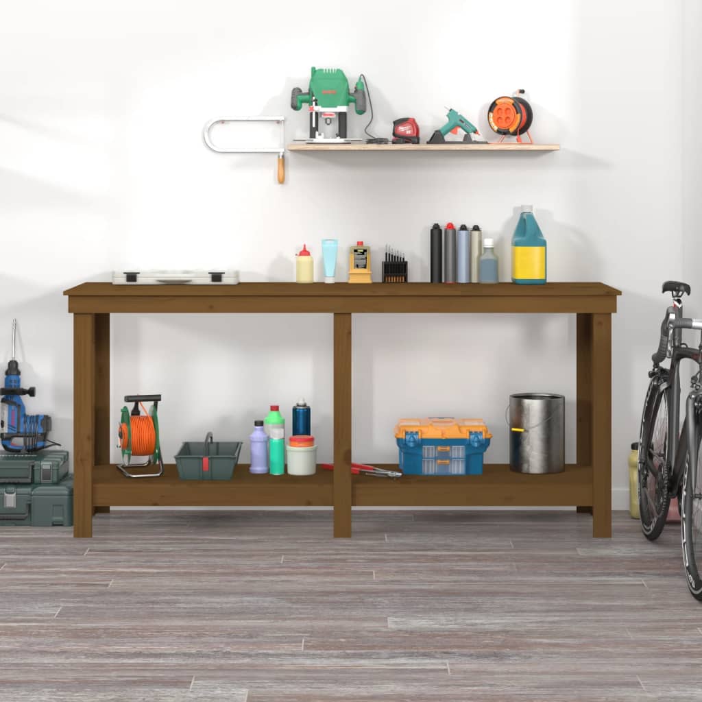 Vidaxl werkbank 180x50x80 cm massief groenhout honingbruin
